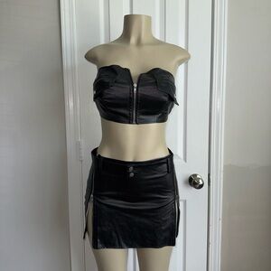Chic Black Mini Skirt Set